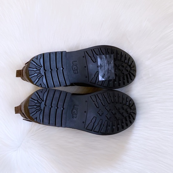 UGG Jaidyn Grizzly Leather Cozy Combat Boots - Picture 9 of 9